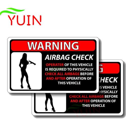 2 X Check All Airbag Before and After Decal Warning Car Sticker PVC Decoration Auto Parts Waterproof Sunscreen Decals 13*8cm