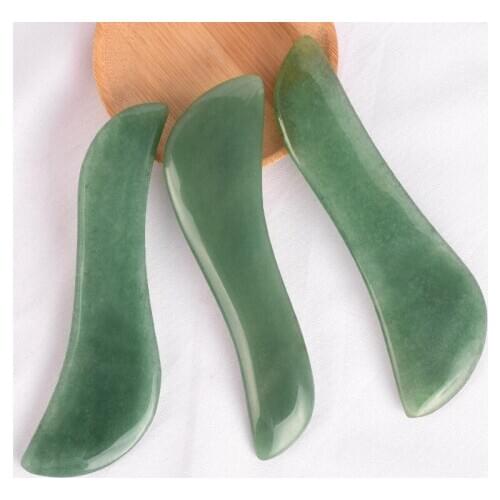 3 Pieces Natural Green Aventurine Jade Guasha Back Head Acupuntura Facial Massage Guasha Therapy Health Care Beauty Tools