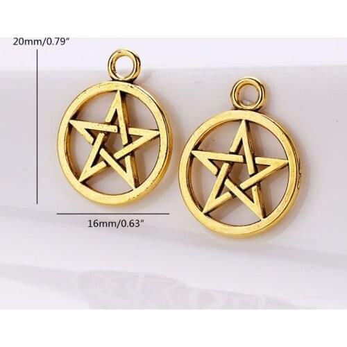 30Pcs Mixed Pentacle Hexagram Star Protection Lucky Charm Pendant Jewelry Making
