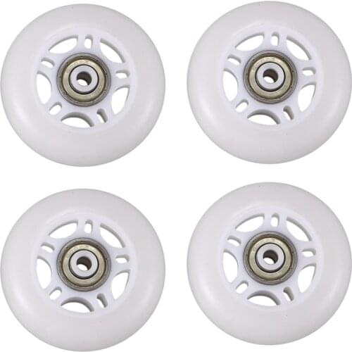 4 Pack Inline Skate Wheels Beginners Roller Blades Replacement Wheel with Bearings 70mm White