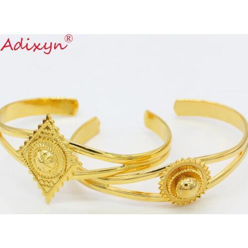 Adixyn Mix African Dubai Bangles for Women Gold Color Bracelet Jewelry Middle East Party Gifts N09051