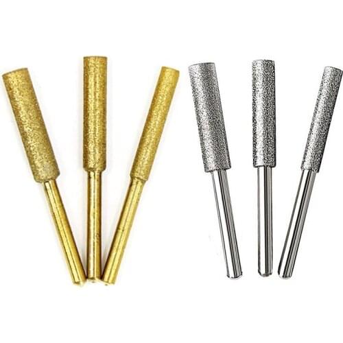 Diamond Coated Cylindrical Burr Chainsaw Sharpener Stone File Chain Saw Sharpening Carving Grinding Tools 4.0mm 4.8mm 5.5mm