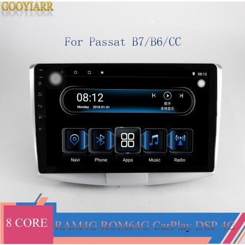 1din IPS car stereo radio 8core RAM4G+ROM64G Multimedia Player for VW Volkswagen Passat B7 B6/Magotan with CarPlay 4G DSP BT