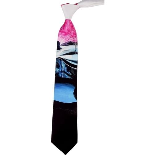 Free Shipping New Male Original design landscape printing tie boys and girls party birthday gift literary blue pool necktie