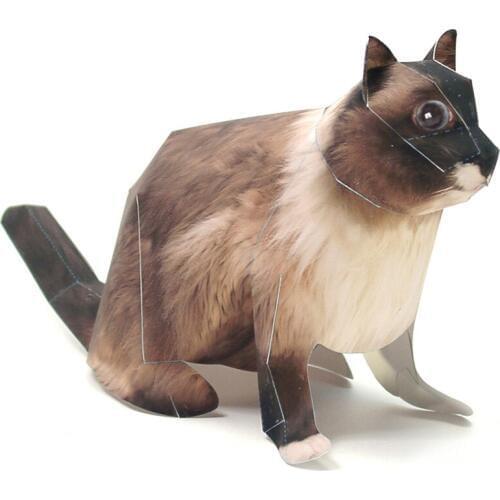 Ragdoll Cat Paper Model Realistic Animal Mini Cute Folding 3D Papercraft DIY Kids Adult Handmade Construction Craft Toys WE-012