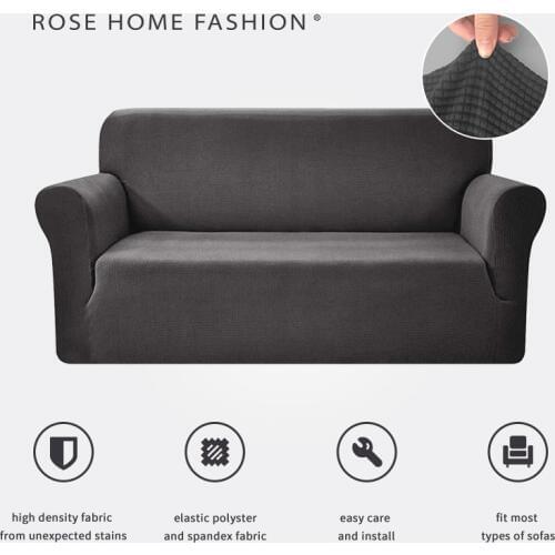 Rose Home Fashion solid color sofa covers Elastic Sofa Cover for living room 3 Seater