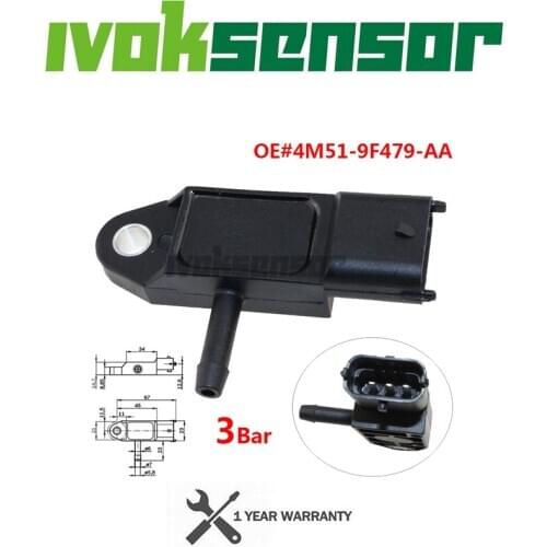 3Bar MAP Sensor Intake Air Manifold Pressure For Ford C-MAX Focus II Galaxy Mondeo IV S-MAX 1.8 TDCi 0261230120 4M51-9F479-AA