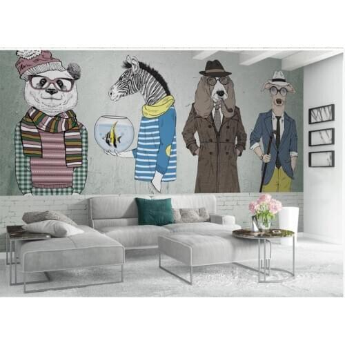 Custom mural 3d wall mural on the wall Cartoon animal fashion trend clothes home decor photo wallpaper in the living room