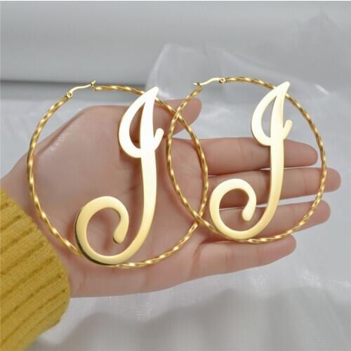 Customized Personalized Twist Earrings Stainless Steel Name Earrings for Women Giels Sister Nameplate Earrings Birthday Gifts