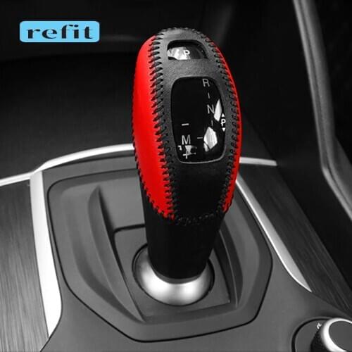 Hand-stitched leather gear lever decorative cover protective gear cover For Alfa Romeo Giulia Stelvio Car interior modification