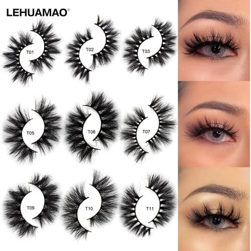 LEHUAMAO 3D Mink Eyelash 5D Lashes Fluffy Cross Natural Fake Eyelashes Lashes Dramatic Eye Lashes Reusable False Eyelash Makeup