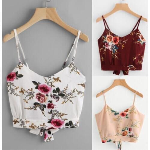 Summer New Striped Split Tie-Back Crop Camis Top Women Casual Spaghetti Stripe Bow Vest Knot Beach Sexy Cute Tank Tops