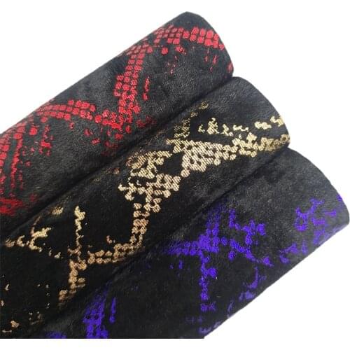 Metallic Snake Printed on Velvet Fabric Sheets For DIY Bows 21X29CM R294