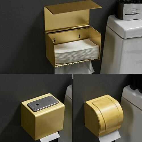 Brushed Gold Toilet Paper Holder wc paper holder Toilet Paper Holder for Bathroom Accessories Aulminiuim Wall mounted