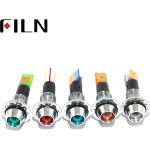 FILN metal pilot lamp indicator light in 8mm red yellow blue green white 12v 220v led with solder terminal
