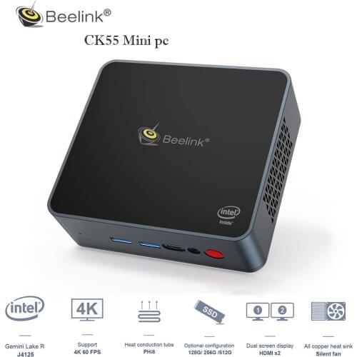 Beelink GK55 Windows 10 Mini PC Intel Gemini Lake J4125 Support 2.5 Inch HDD 8GB 128GB SSD Gaming Pc 5G WiFi 1000M Mini Computer