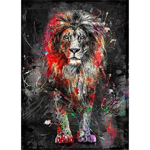5D Diy Diamond Painting Cross Ctitch Kits Diamond Mosaic Embroidery Colorful Lion Diamond Paint Home Decor