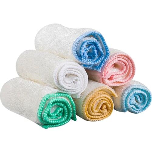 6PCS Kitchen Super Strong Absorbent Cloth Soft Superfine Fiber Cleaning Cloth Dishcloth Nonstick Oil Scouring Pad Cleaning Towel