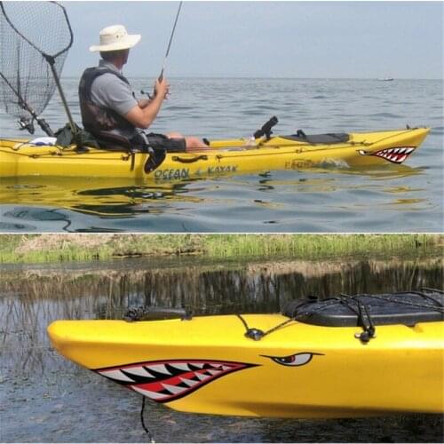 Car Fishing Stickers Lemon Shark Mouth Sticker Teeth Reflective Boat Decals Canoe Car Truck For Side Door Car Styling