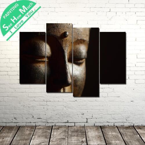 4 Piece Smiling Buddha wall art decor poster vintage decorative pictures canvas prints paintings art prints wall pictures