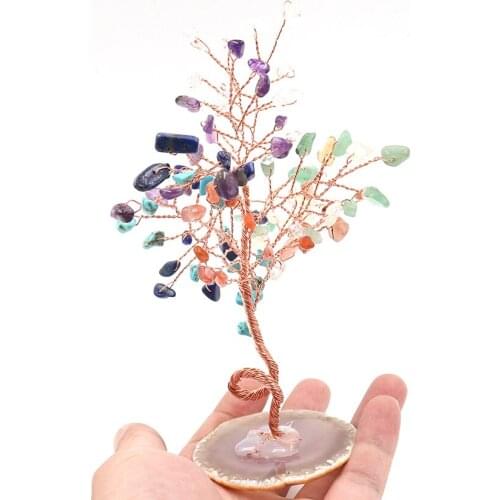 Natural Crystal Money Tree of life Feng Shui Chakra Healing Figurine Balancing Ornament Handmade Reiki Cleansing Home Decoration