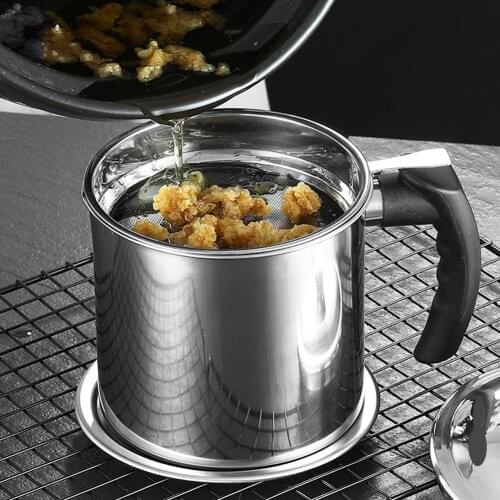 Stainless Steel Lard Tank 1.3L Oil Separator Large Capacity Cooking Storage Filter Pot Bottle with Dust Cover Kitchen Tools