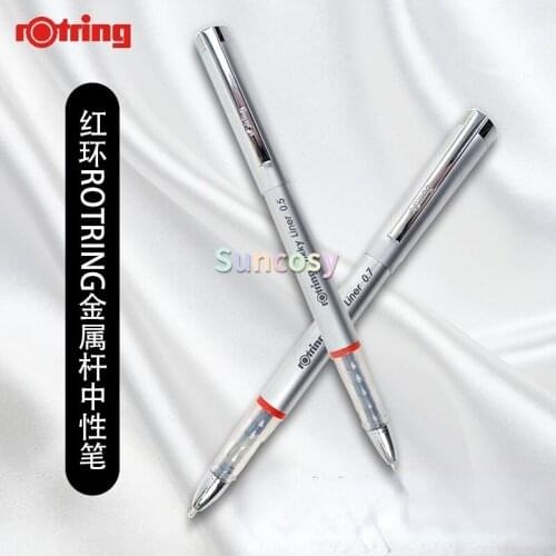 ROtring Tikky Liner Metal Sheel Neutral Pen , 0.7 0.5 0.3 mm, Black Gel Ink, Titanium Alloy Pen Holder, Antiskid Pen Holder