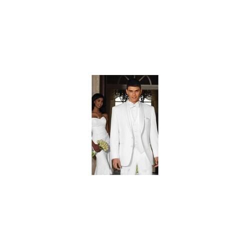 New Hot Sell New Style white Groom Tuxedos clothings men Suit Notch Lapel two button Wedding mens suits Bridegroom Custom Made