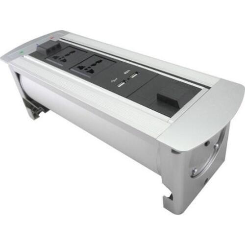 Office/Hotel Tabletop Manual Flipping Electric Socket 2 Universal outlet + 2 USB Charger Rotation 180 degree Retractable Design