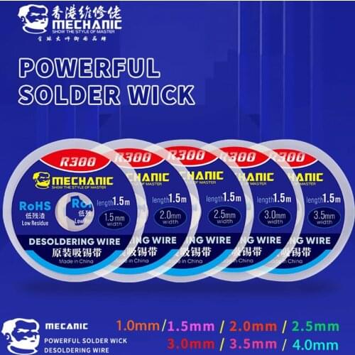 5pcs/lot MECHANIC Desoldering Braid 1.0/1.5/2.0/2.5/3.0/3.5/4.0mm 1.5M Length Welding Solder Remover Wick Wire BGA Repair Tools
