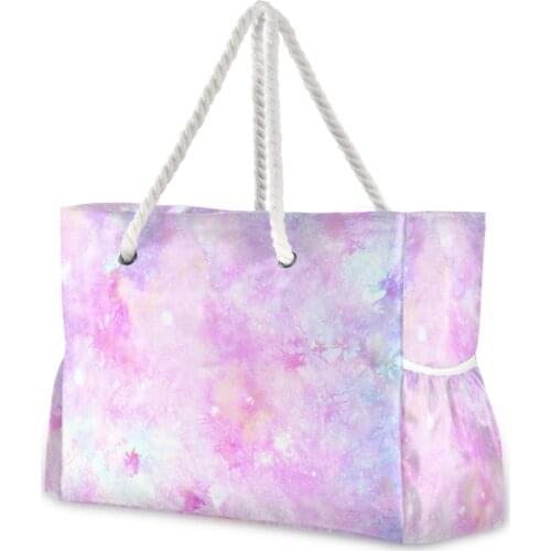 New Beach Tote Bag Women Nylon Shopping Bag Pink Galaxy Unicorn Print Cloth Shoulder Bag Eco Handbag Tote Reusable Shopper Bags