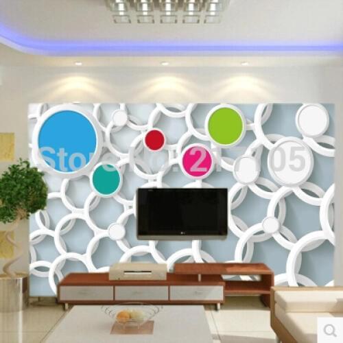 Custom 3D pvc wallpaper color circle for the living room sofa TV kitchen bedroom children room background vinyl papel de parede