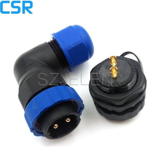 SD20TA-ZM, 90 degree elbow connector, 2 pin waterproof connector ,IP67, LED power cable connector, pancl cutout 20mm