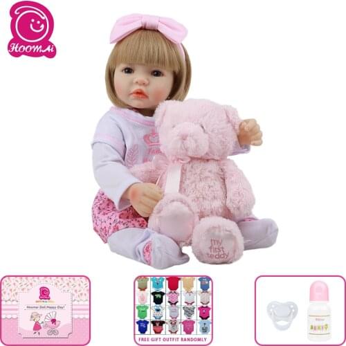 Hoomai 18 '' Full Silicone Body Realistic Newborn Baby Lifelike Bebe Reborn Dolls For Children Birthday Gift Toy