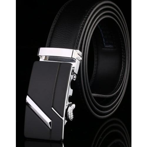 Fashion Mens Belt Jeans Genuine Leather Trouser Waist Mens Belts Male Luxury Designer Automatic Buckle Belt for Men Gift Black