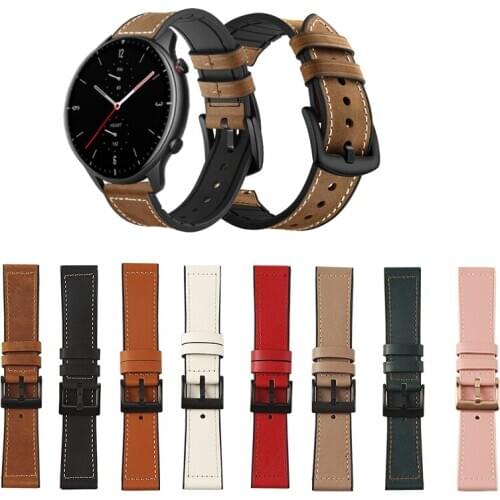 Fashion Leather Silicone Watch Band Strap for Huami Amazfit GTR 42mm 47mm GTR2 Replacement Correa Wrist Bracelet straps