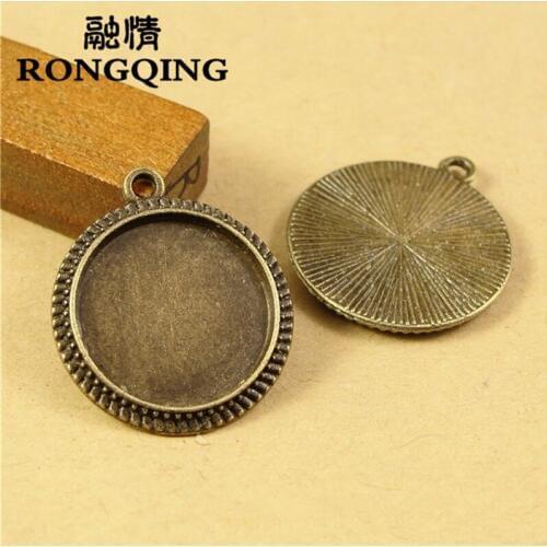 RONGQING 40pcs/lot Circular Retro Tray 18MM Cabochon Base DIY Accessories Wholesale Craft
