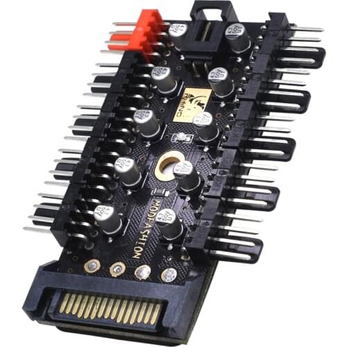 TISHRIC Sata Molex Fan Hub Cooler Cooling PWM Fan Splitter PC Speed Controller Adapter 12V Power Socket 1 To 10 Sata Molex Hub