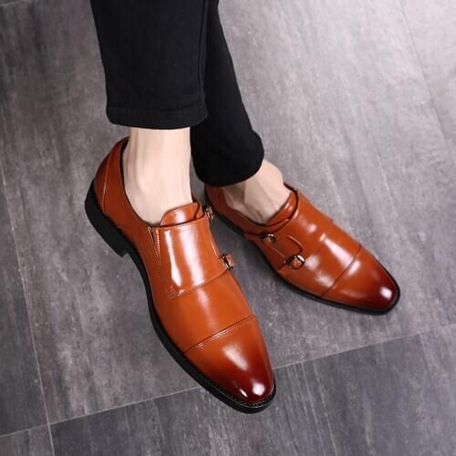 Italian Luxury Brand Leather Formal Shoes Men Classic Oxford Shoes For Men Loafers Men Dress Shoes Double Monk Strap Footwear 48