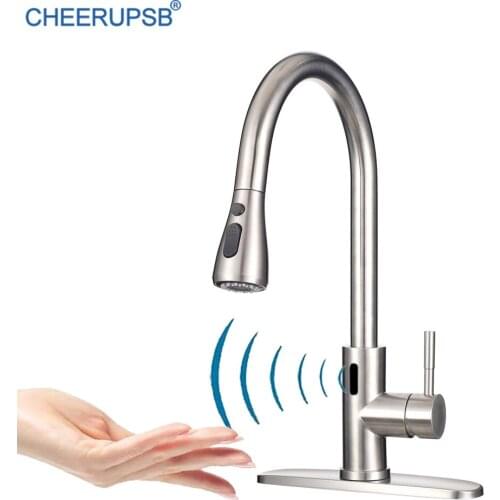 Kitchen Sink Smart Motion Infrared Sensor Faucet Hot Cold Water Mixer Automatic Touchless Crane Deck Mount Smart Sense Faucets