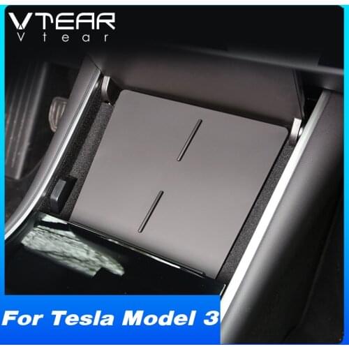 Vtear Car QI Wireless Charger For Tesla Model Y Model 3 Accessories Interior Modification 10W Fast Phone Charging Mat Plate