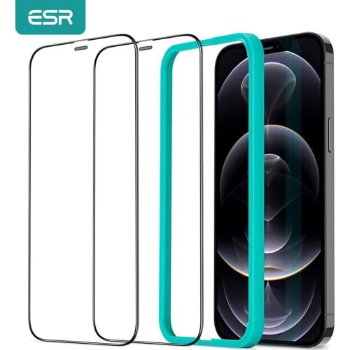 ESR Tempered Glass for iPhone 12 Ultra-Tough Full Cover Glass for iPhone 12 Pro Max Screen Protector 110lbs Protective Film 2pcs