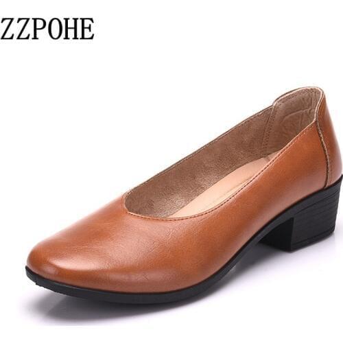 ZZPOHE 2017 Spring Autumn Womens Pumps Fashion Women med Heel Shoes Woman Slip On Casual Shoes