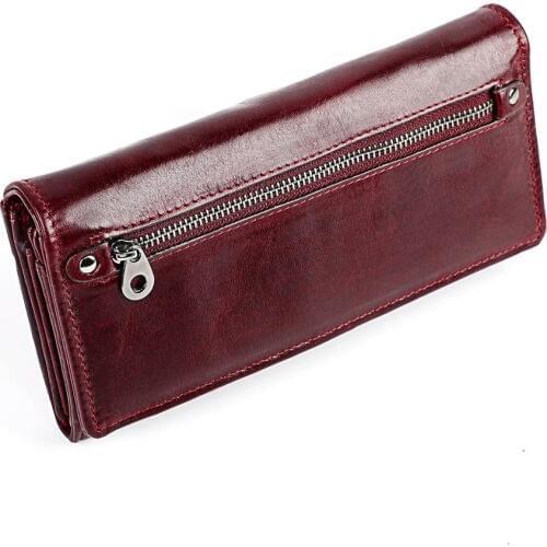 New Womens Clutch Purse Genuine Leather Fashion Women Long Wallet RFID BLOCKING Card Holder Top Layer Cowhide Coin Pocket