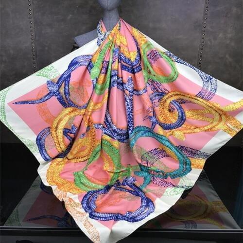 KOI LEAPING woman fashion ring snake pattern printing 130 Square scarf decoration headdress gift headscarf high quality Shawl