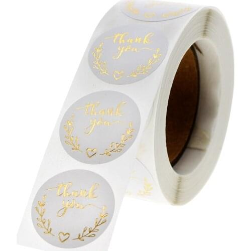 1 inch 500 pieces /roll thank you bronzing font gold label, baking gift card, gift packaging sealing sticker