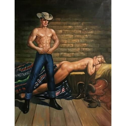 100%Handmade Oil Painting Hand Orig. Gay Interest Oil on Canvas (After) George by Earl M. Washington 009
