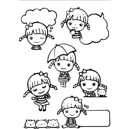 11x16 Girl holding umbrella Transparent Clear Rubber Stamp Sheet Cling Scrapbooking Photo Album PaperCard DIY Craft