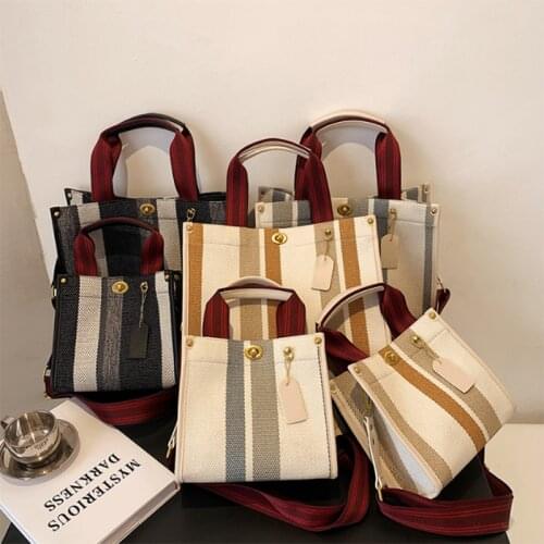 2021 New Trend Fashion Large Capacity Portable Tote Bag Popular Striped Simple One-shoulder Cross-body Bag