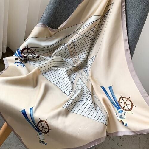 2021 Luxury brand Women Square Silk Scarf Foulard Ladys Neck Hair Scarves Printed Head Kerchief Fashion Girl Hair Scarfs